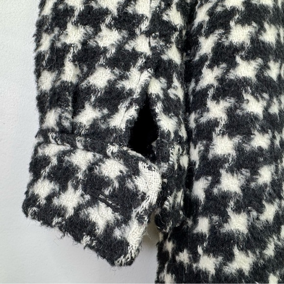 Juicy Couture Wool Mohair Alpaca Black & White Houndstooth Peacoat Size 12 - Picture 10 of 16